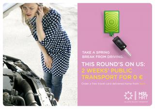 HSL Helsinki Region Transport: CHECK ENGINE?  TAKE A SPRING BREAK FROM DRIVING.